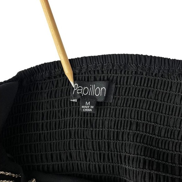 Papillon Black Dress Gold Sequin Embellished Sz‎ M Party Cocktail Sleeveless - Picture 2 of 11